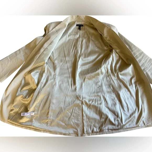 EILEEN FISHER Cream Open-Front Longline Coat Jacket Sz 10 Minimalist Italian - Picture 5 of 11